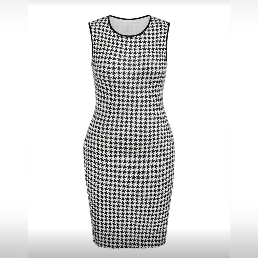 Black and White Houndstooth Dress and Jacket Set - Picture 4 of 8